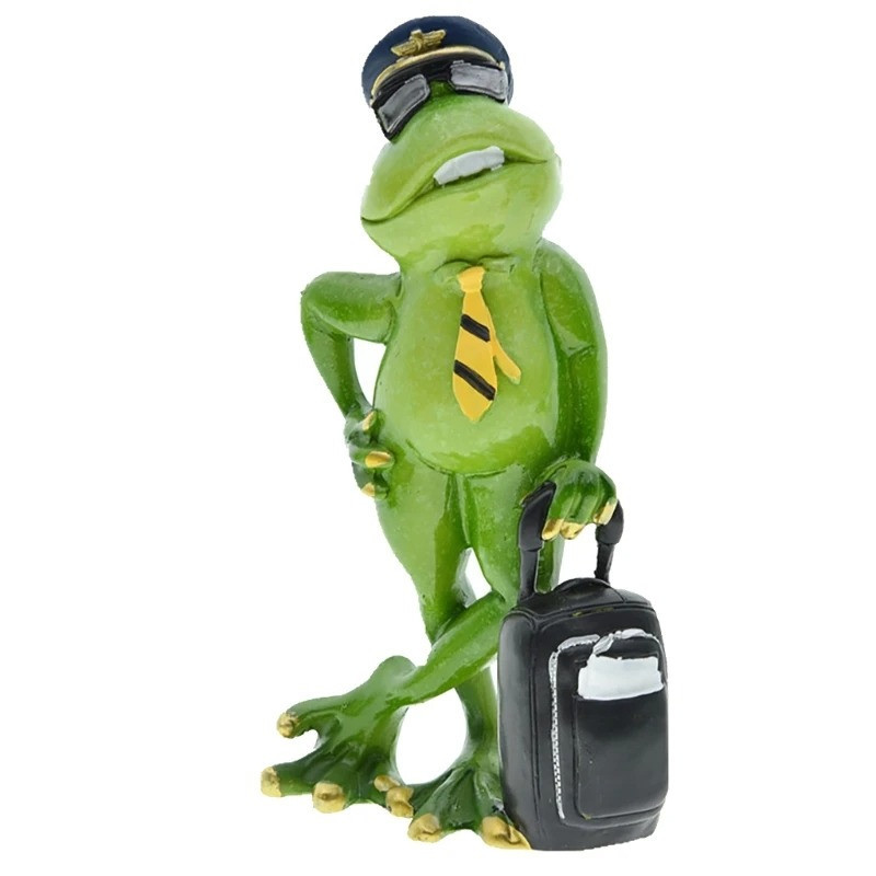 Dapper Frog Pilot Figurine | Funny Aviation Home Decor Gift