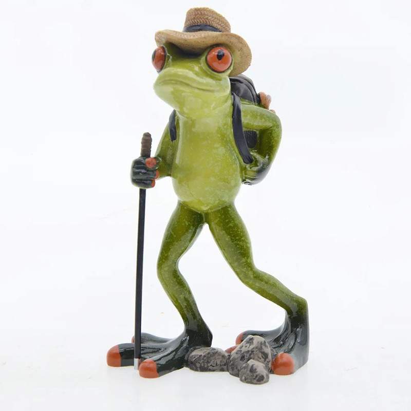 Cute Hiker Frog Figurine | Funny Garden & Home Decor Gift
