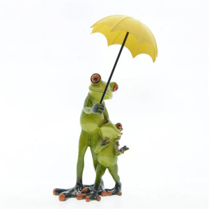 Cute Frog Family in the Rain Figurine | Unique Home Decor Gift
