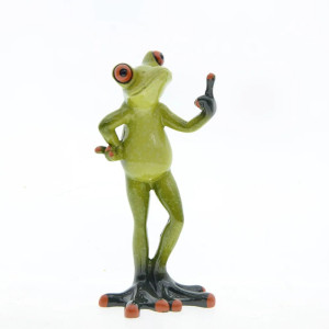 Funny Middle Finger Frog Statue | Unique Rude Home Decor Gift