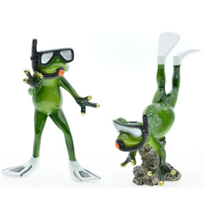Funny Scuba Diver Frog Figurine | Cute Aquatic Home Decor Gift