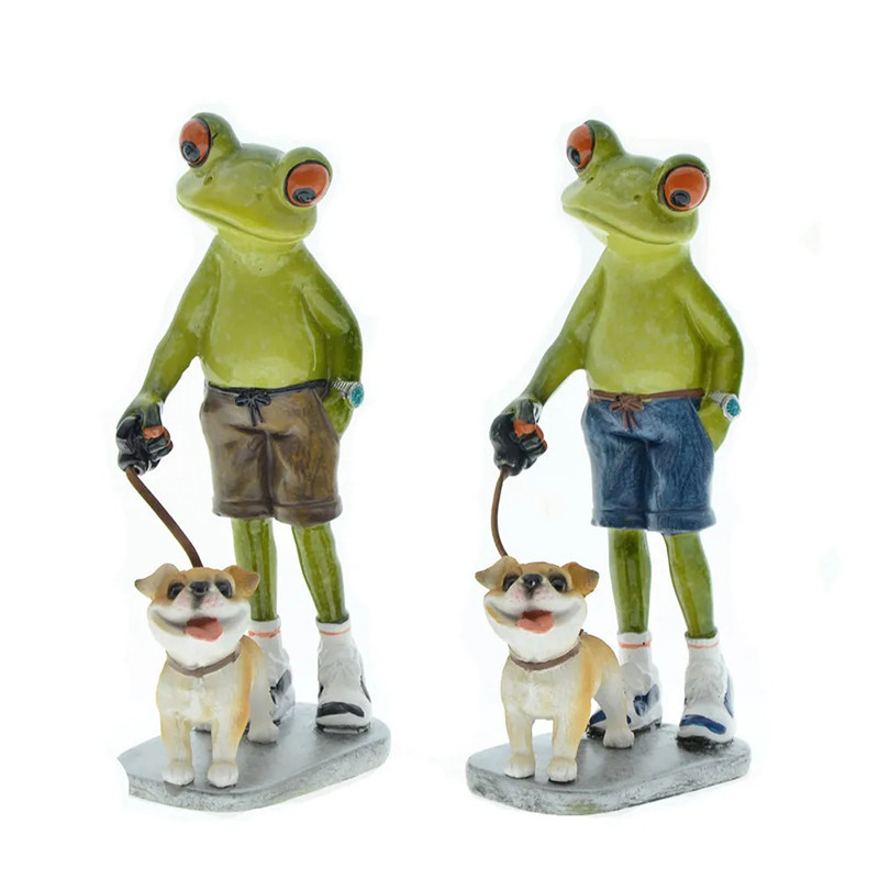 Cute Frog and Dog Figurine | Funny Animal Decor Gift Idea