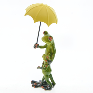Cute Frog Family in the Rain Figurine | Unique Home Decor Gift