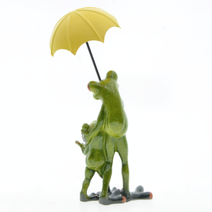 Cute Frog Family in the Rain Figurine | Unique Home Decor Gift