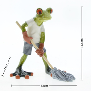 Funny Cleaning Frog Statue | Unique Garden & Home Decor Gift