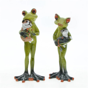 Cute Frog Cuddling Cat & Dog Figurine | Funny Animal Decor