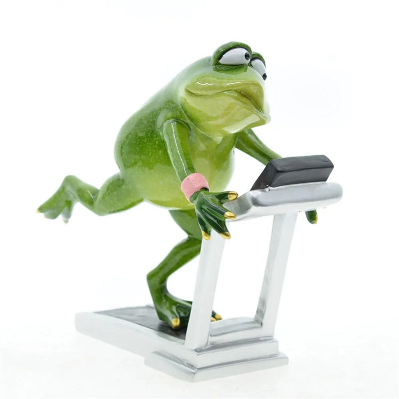 Funny Frog on Treadmill Figurine | Cute Gym Decor Gift Idea