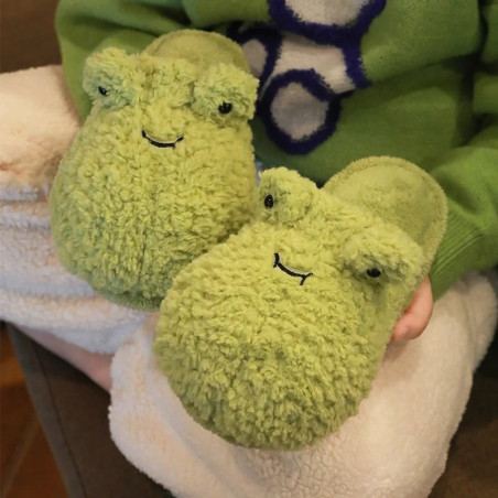 Cute Frog Slippers – Cozy & Funny Plush Animal Slippers