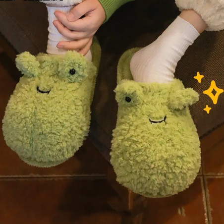 Cute Frog Slippers – Cozy & Funny Plush Animal Slippers