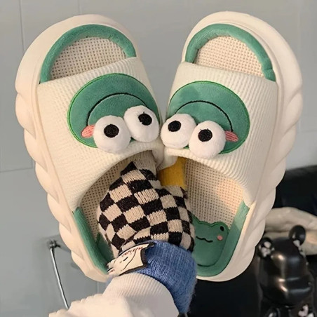 Cute Frog Slippers – Cozy Velvety 3D Animal House Shoes