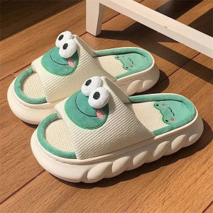 Cute Frog Slippers – Cozy Velvety 3D Animal House Shoes