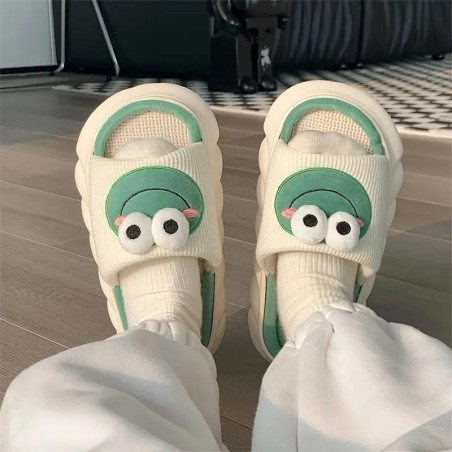 Cute Frog Slippers – Cozy Velvety 3D Animal House Shoes