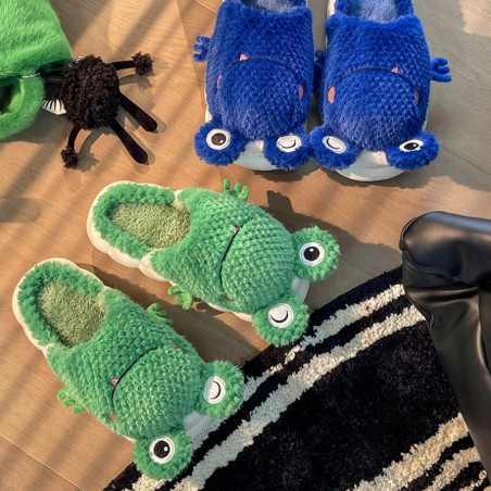 Cute Frog Slippers | Funny Plush House Shoes | Unique Gift Idea