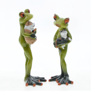 Cute Frog Cuddling Cat & Dog Figurine | Funny Animal Decor