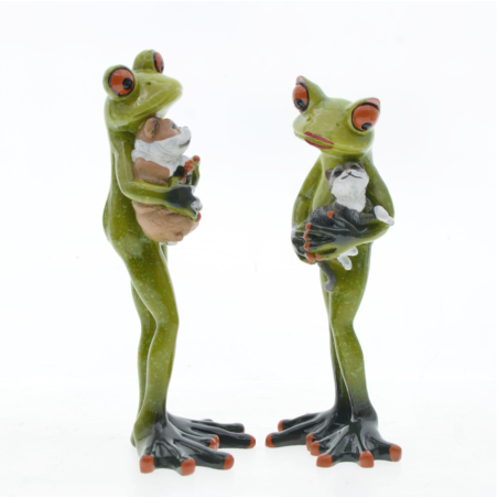 Cute Frog Cuddling Cat & Dog Figurine | Funny Animal Decor