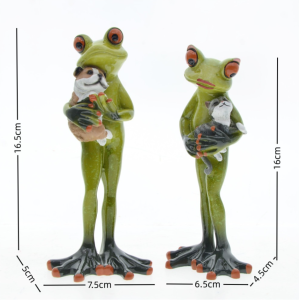Cute Frog Cuddling Cat & Dog Figurine | Funny Animal Decor