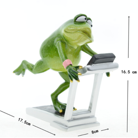 Funny Frog on Treadmill Figurine | Cute Gym Decor Gift Idea