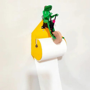 Funny Frog on Bike Toilet Paper Holder | Cute Bathroom Decor