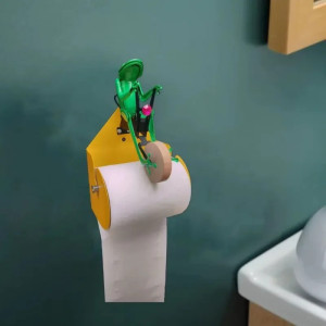 Funny Frog on Bike Toilet Paper Holder | Cute Bathroom Decor