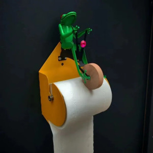 Funny Frog on Bike Toilet Paper Holder | Cute Bathroom Decor