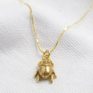 Gold Scarab Beetle Necklace | Minimalist Spiritual Jewelry
