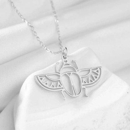 Openwork Scarab Necklace – Solar Gold or Silver Design