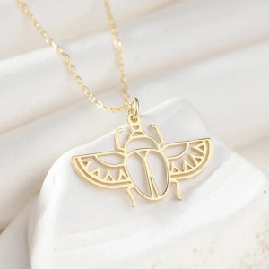 Openwork Scarab Necklace – Solar Gold or Silver Design