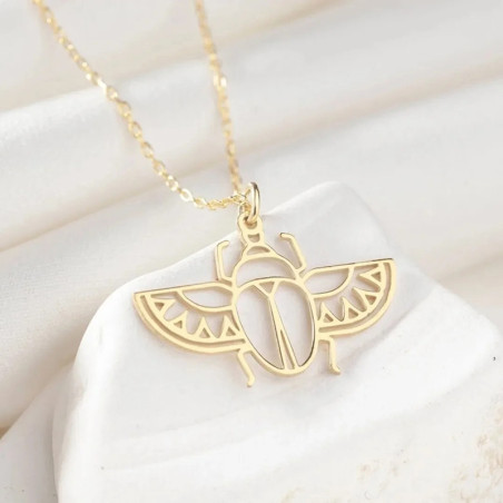 Openwork Scarab Necklace – Solar Gold or Silver Design