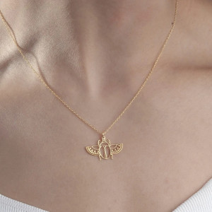 Openwork Scarab Necklace – Solar Gold or Silver Design