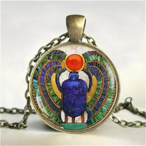 Egyptian Scarab Beetle Necklace | Sacred Sun Khepri Pendant