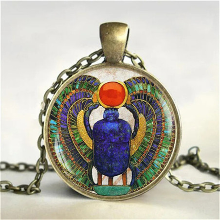 Egyptian Scarab Beetle Necklace | Sacred Sun Khepri Pendant