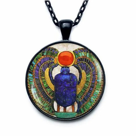 Egyptian Scarab Beetle Necklace | Sacred Sun Khepri Pendant