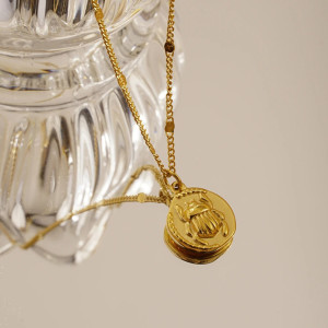 Unique Sun Scarab Necklace | Gold & Silver Stainless Steel