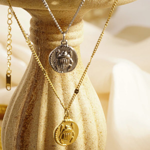 Unique Sun Scarab Necklace | Gold & Silver Stainless Steel
