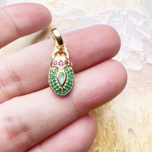 Egyptian Scarab Beetle Pendant | 925 Silver & Gemstones