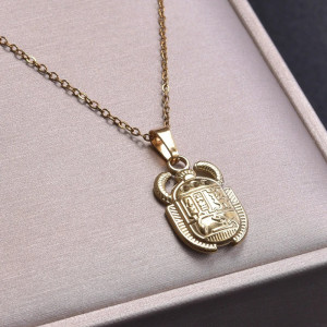 Egyptian Scarab Beetle Necklace | Stainless Steel Amulet