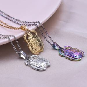 Egyptian Scarab Beetle Necklace | Stainless Steel Amulet