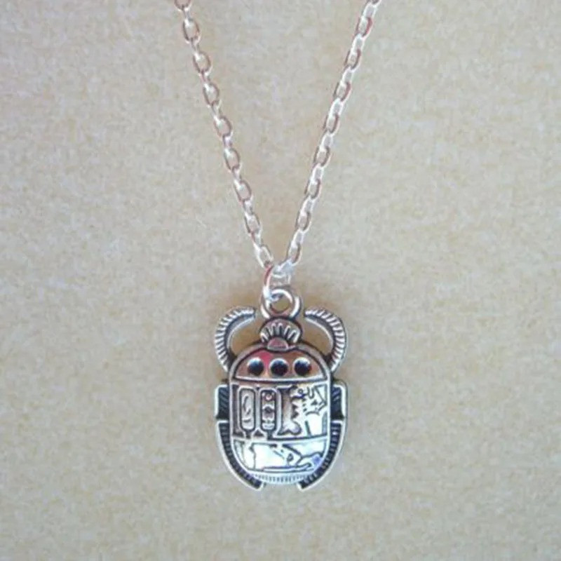 Egyptian Scarab Beetle Necklace | Vintage Hieroglyph Jewelry