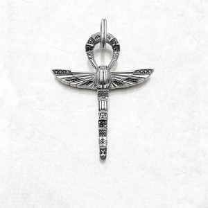 Scarab Ankh Pendant in 925 Silver | Unique Egyptian Jewelry