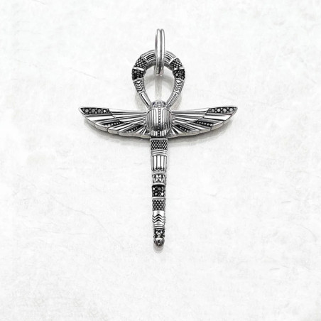 Scarab Ankh Pendant in 925 Silver | Unique Egyptian Jewelry
