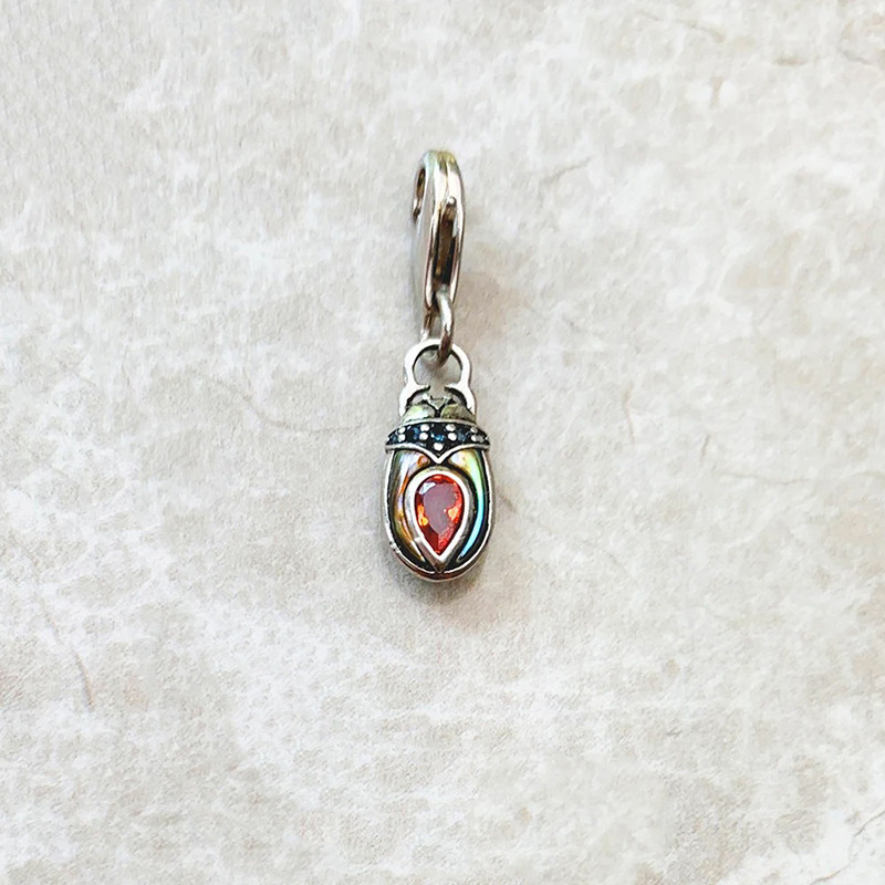 Vintage Scarab Beetle Pendant – 925 Silver & Red Stone | 2 Styles