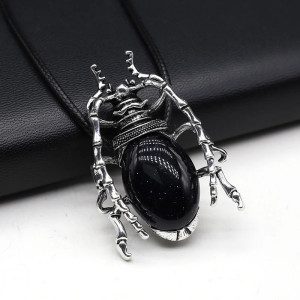 Scarab Totem Necklace – Natural Stone & Mystic Style | 16 Colors