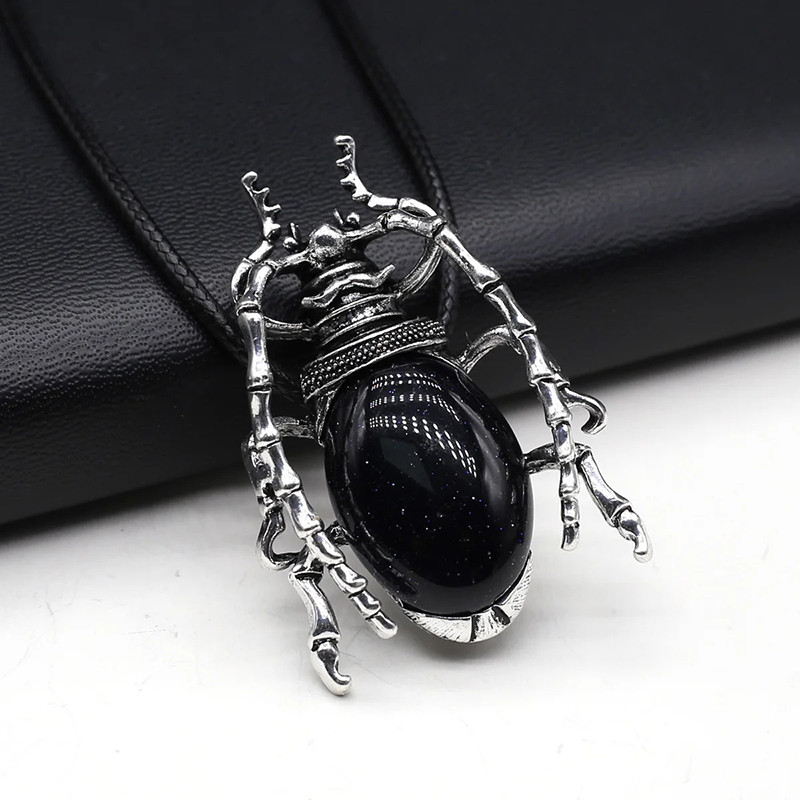 Scarab Totem Necklace – Natural Stone & Mystic Style | 16 Colors