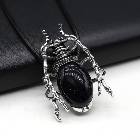 Scarab Totem Necklace – Natural Stone & Mystic Style | 16 Colors