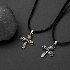 Scarab Ankh & Eye of Horus Pendant – Mystical Egyptian Cross
