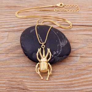 Cute Gold Scarab Beetle Necklace | Unique Gift for Women