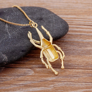 Cute Gold Scarab Beetle Necklace | Unique Gift for Women