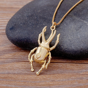 Cute Gold Scarab Beetle Necklace | Unique Gift for Women