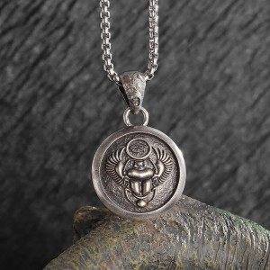 Vintage Egyptian Scarab & Eye of Horus Necklace | Unique Gift