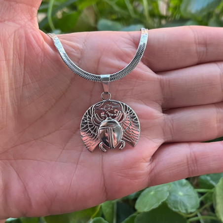 Solar Wings Scarab Beetle Necklace - Silver & Gold | Mystic Jewelry